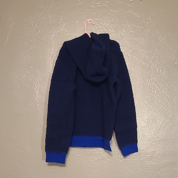 Lands End Kids Unisex Blue Hooded, Pockets Fleece Pullover Jacket NWT L 10-12 - Picture 3 of 10